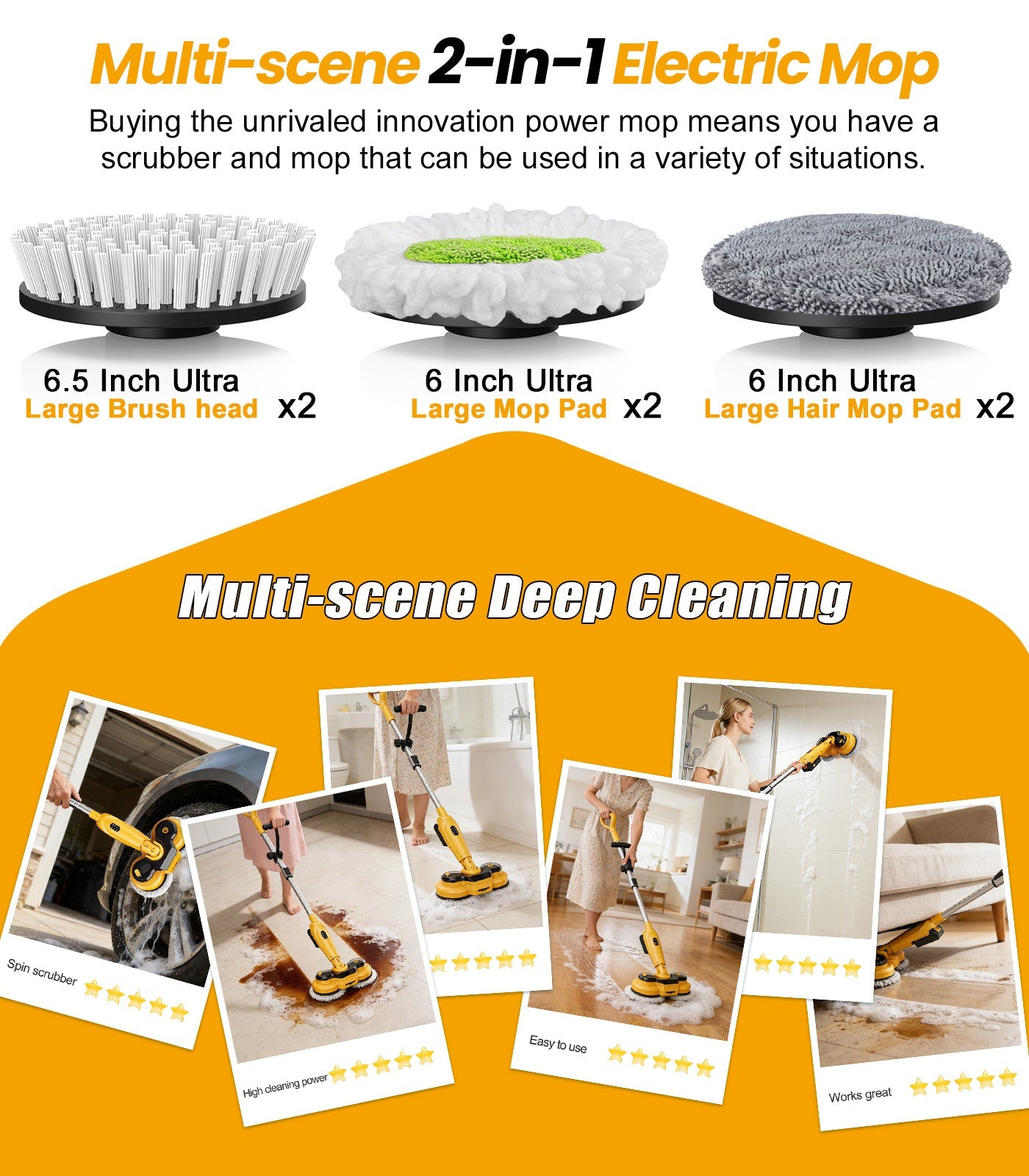6000mAh Battery Cordless Electric Mop M3 Pro Qimedo