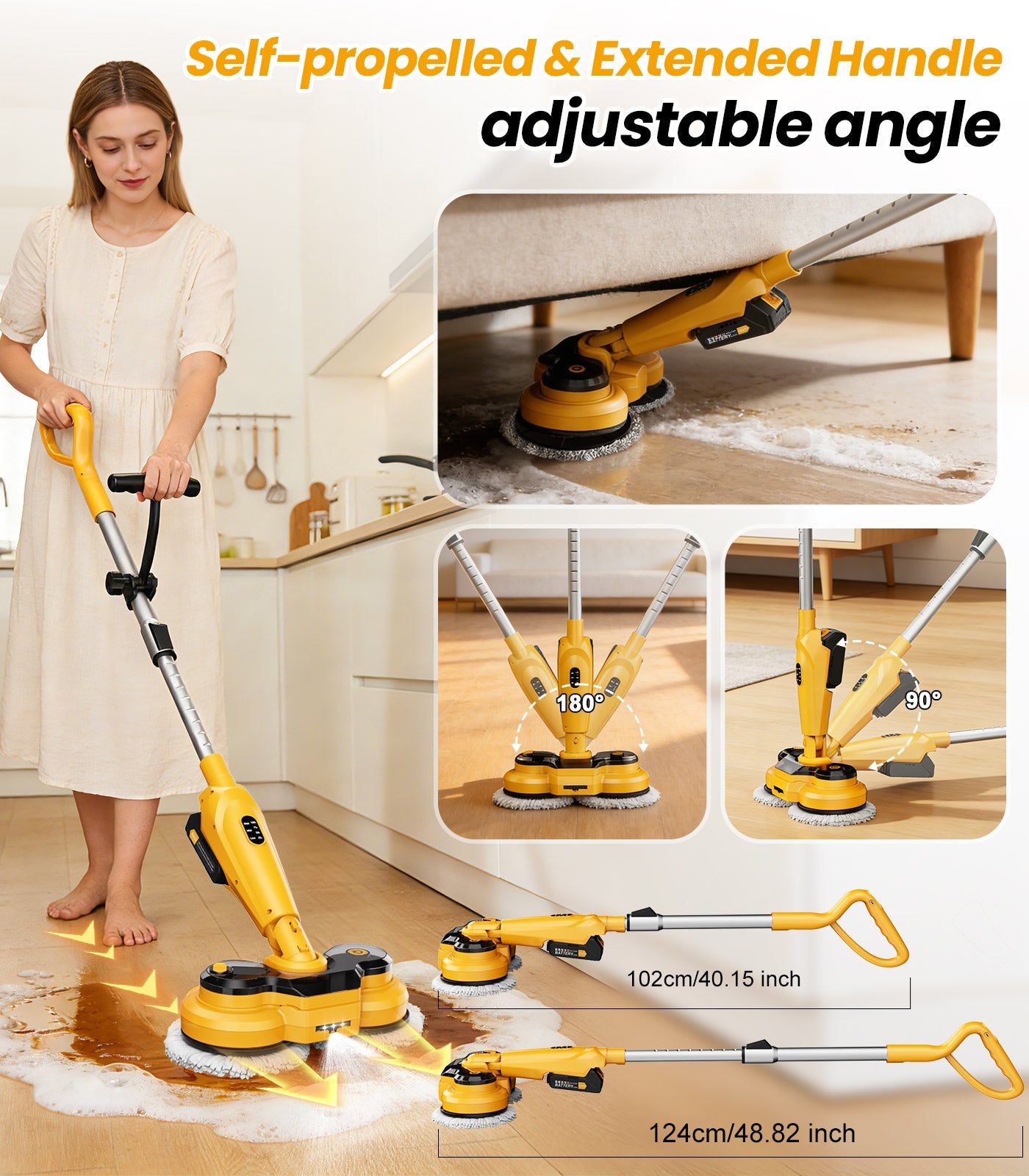 6000mAh Battery Cordless Electric Mop M3 Pro Qimedo
