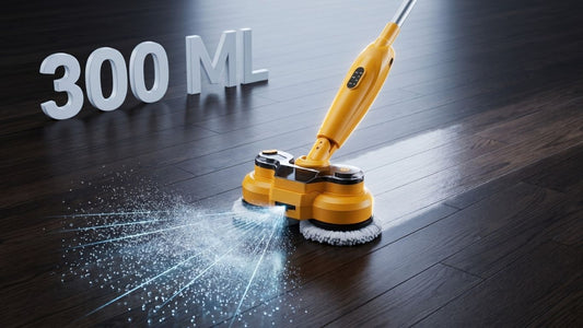 Precision 300ml smart spray on the Qimedo M3 Pro electric mop protecting delicate hardwood floors.