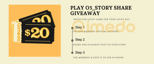 Qimedo Story Share Giveaway – share giveaway post on your story to win prizes.