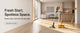 Qimedo Back to School Sale featuring V1 cordless vacuum and M3 electric mop in a clean, sunlit living room with 'Fresh Start, Spotless Space' text and CTA button.